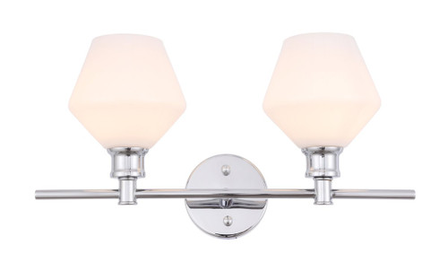 Gene 2 Light Chrome Bath Sconce With Frosted White Glass (LD2313C)