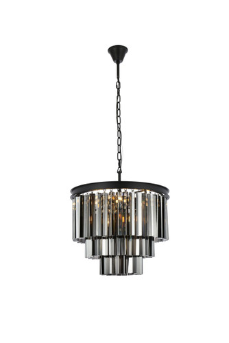 Elegant Furniture and Lighting Sydney 9 Light Matte Black Chandelier Silver Shade (1201D20MB-SS/RC)