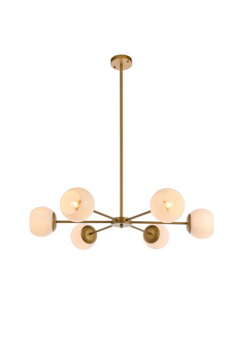 Briggs 6 Light Brass Pendant With White Shade (LD643D36BR)