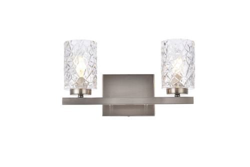 Cassie 2 Light Satin Nickel Bath Sconce With Clear Shade (LD7026W14SN)