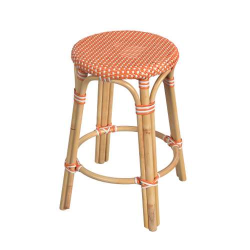 Tobias Rattan Orange and White Counter Stool (9371427)