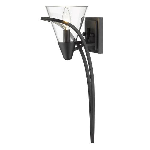 Olympia 1 Light Wall Sconce In Matte Black (1648-1W BLK-CLR)