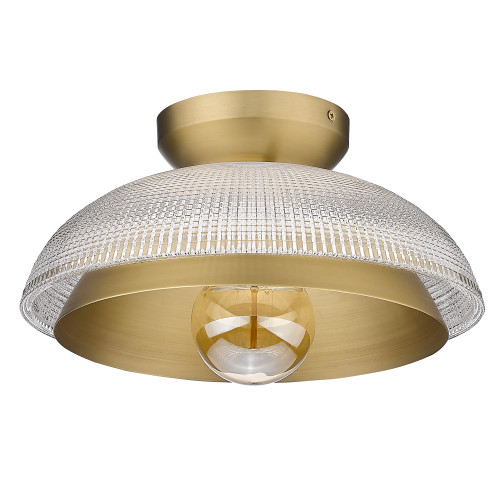 Crawford Flush Mount in Brushed Champagne Bronze with Retro Prism Glass Shade (0309-FM BCB-RPG)