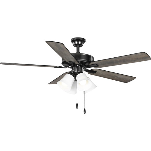 AirPro 52 in. Matte Black 5-Blade AC Motor Transitional Ceiling Fan with Light (P250081-31M-WB)