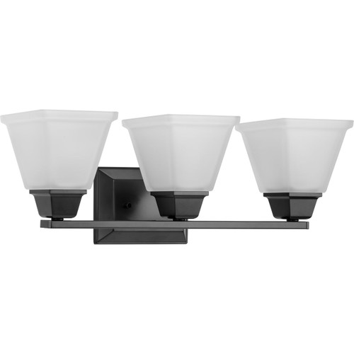 Clifton Heights Collection Three-Light Modern Farmhouse Matte Black Etched Glass Bath Vanity Light (P300160-31M)