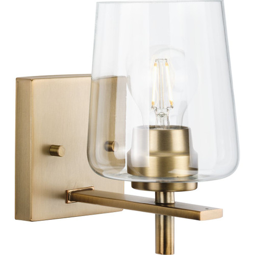 Calais Collection One-Light New Traditional Vintage Brass Clear Glass Bath Vanity Light (P300360-163)