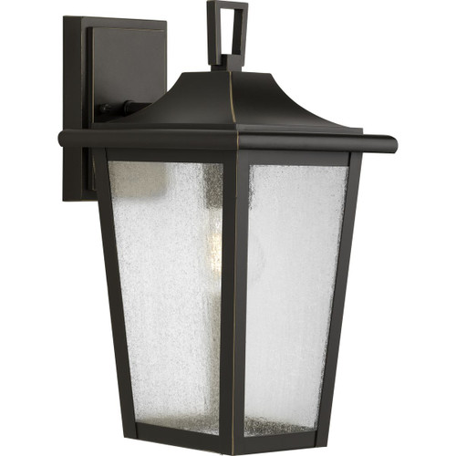 Padgett Collection One-Light Transitional Antique Bronze Clear Seeded Glass Outdoor Wall Lantern (P560308-020)