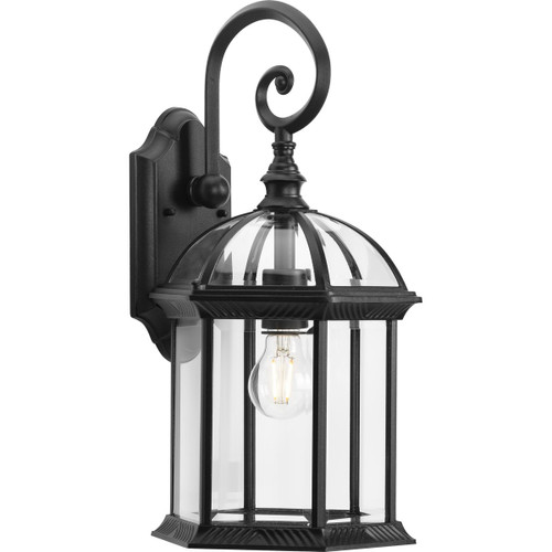 Dillard Collection One-Light Traditional Textured Black Clear Glass Outdoor Wall Lantern (P560323-031)