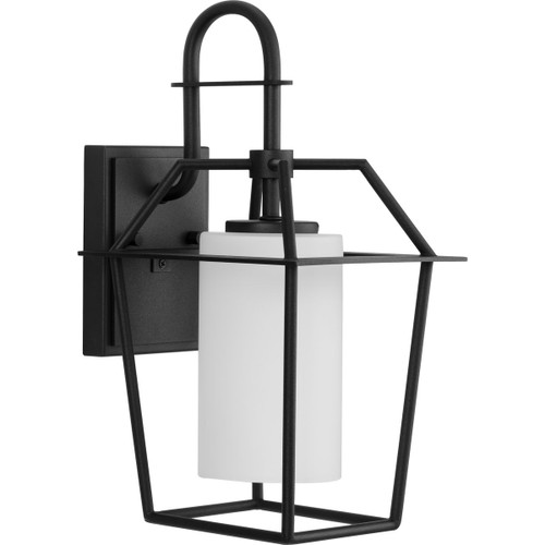 Chilton Collection One-Light New Traditional Textured Black Etched Opal Glass Outdoor Wall Lantern (P560313-031)