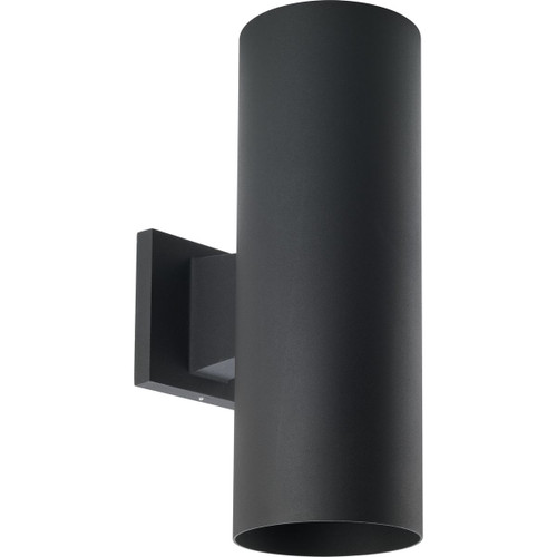 5" Outdoor Up/Down Wall Cylinder Two-Light Modern Black Outdoor Wall Lantern with Top Lense (P560290-031)