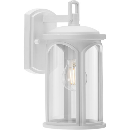 Gables Collection One-Light Coastal Satin White Outdoor Wall Lantern with DURASHIELD (P560087-028)