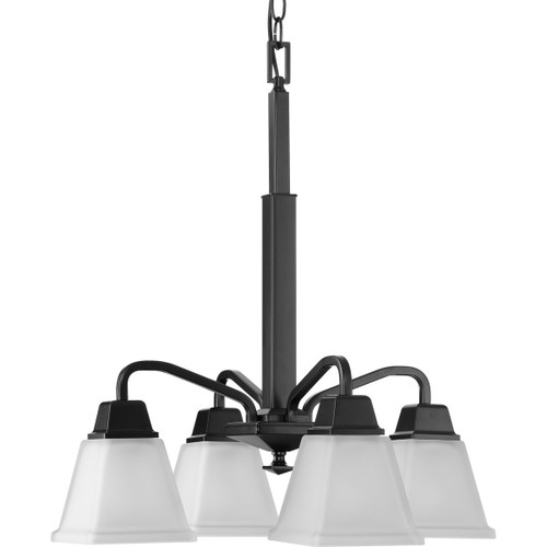 Clifton Heights Collection Four-Light Modern Farmhouse Matte Black Etched Glass Chandelier Light (P400118-31M)