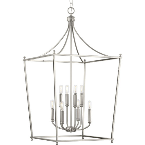 Parkhurst Collection Eight-Light New Traditional Brushed Nickel Chandelier Foyer Light (P500371-009)