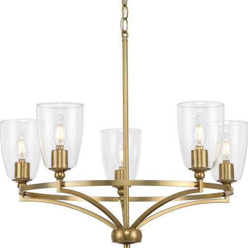 Parkhurst Collection Five-Light New Traditional Brushed Bronze Clear Glass Chandelier Light (P400296-109)