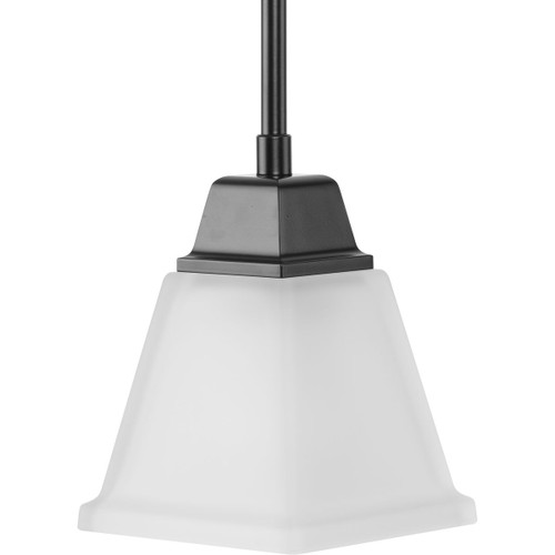 Clifton Heights Collection One-Light Modern Farmhouse Matte Black Etched Glass Mini-Pendant Light (P500125-31M)