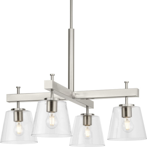 Saffert Collection Four-Light New Traditional Brushed Nickel Clear Glass Chandelier Light (P400299-009)