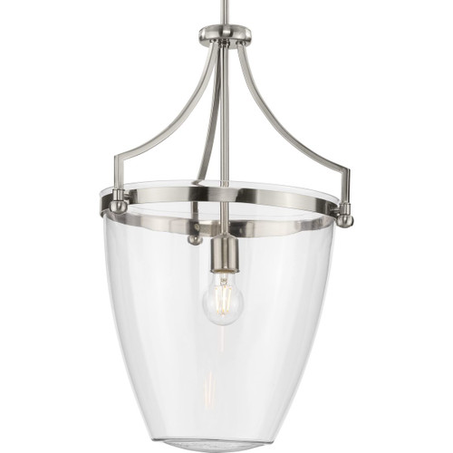 Parkhurst Collection One-Light New Traditional Brushed Nickel Clear Glass Pendant Light (P500361-009)