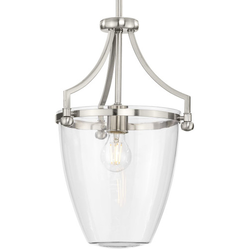 Parkhurst Collection One-Light New Traditional Brushed Nickel Clear Glass Mini-Pendant Light (P500360-009)