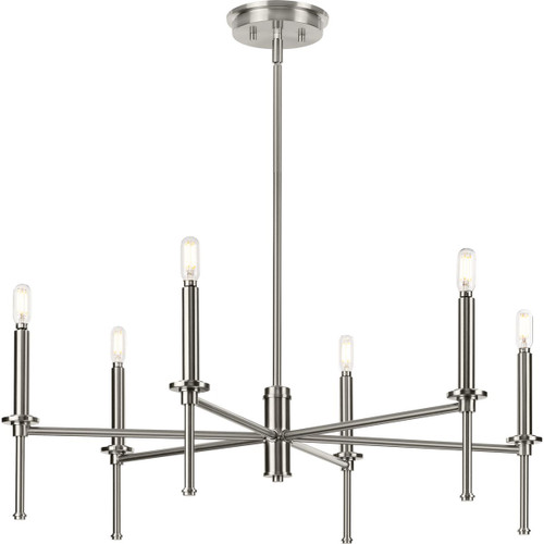 Elara Collection Six-Light New Traditional Brushed Nickel Chandelier Light (P400294-009)