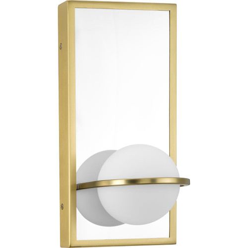 Pearl LED Collection Mid-Century Modern Satin Brass Etched Opal Glass Wall Bracket (P710105-012-30)