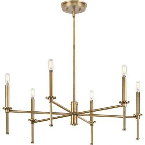 Elara Collection Six-Light New Traditional Vintage Brass Chandelier Light (P400294-163)