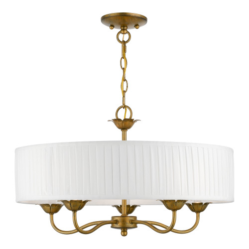 Edinburgh 5 Light Antique Gold Leaf Pendant Chandelier (41775-48)