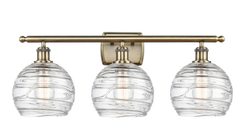 Deco Swirl 3 Light Bath Vanity Light In Antique Brass (516-3W-Ab-G1213-8)