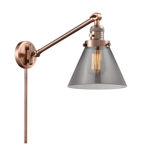 Cone 1 Light Swing Arm With Switch In Antique Copper (237-Ac-G43)