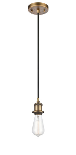 Bare Bulb 1 Light Mini Pendant In Brushed Brass (516-1P-Bb)