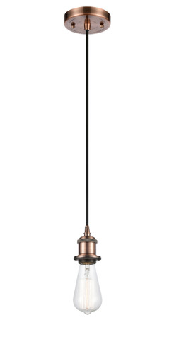 Bare Bulb 1 Light Mini Pendant In Antique Copper (516-1P-Ac)