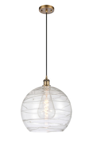 Deco Swirl 1 Light Pendant In Brushed Brass (516-1P-BB-G1213-14)