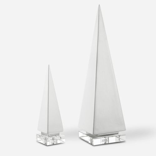 Great Pyramids Sculpture In White, S/2 (18006)