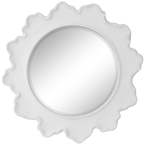 Sea Coral White Round Mirror (09797)