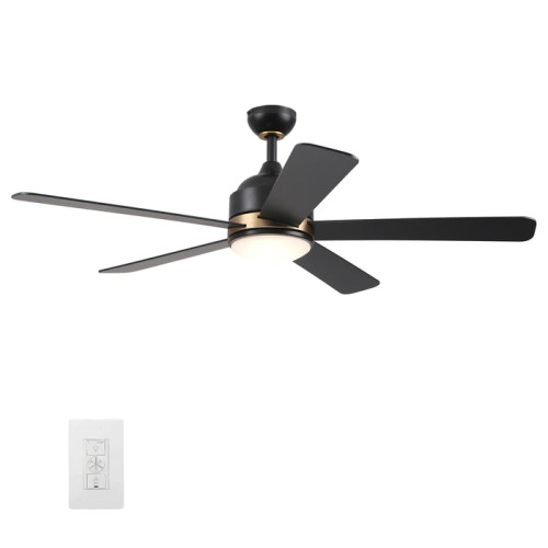 Simoy 52" Black Indoor Smart Ceiling Fan With Light Kit (VWGS-525A2-L11-B2-1G)