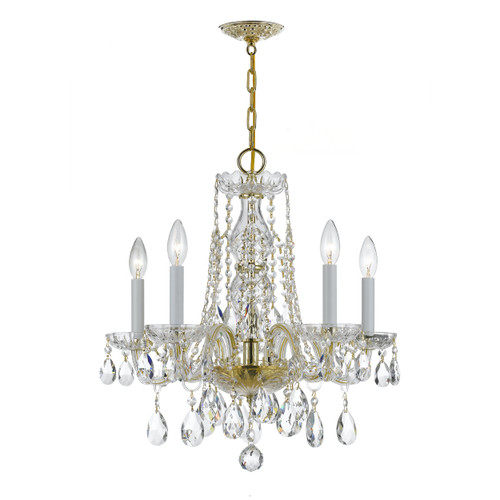 Traditional Crystal 5 Light Brass Mini Chandelier (1061-PB-CL-MWP)