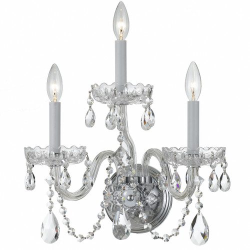 Traditional Crystal 3 Light Polished Chrome Sconce (1033-CH-CL-MWP)
