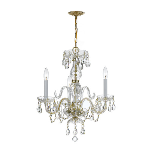 Traditional Crystal 3 Light Brass Mini Chandelier (5044-PB-CL-S)