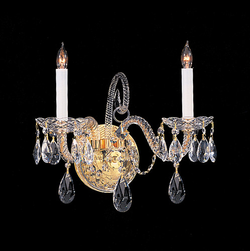 Traditional Crystal 2 Light Brass Sconce (5042-PB-CL-SAQ)