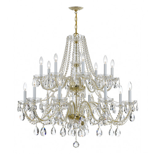 Traditional Crystal 16 Light Polished Brass Chandelier (1139-PB-CL-S)