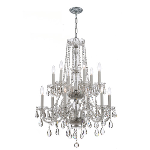 Traditional Crystal 12 Light Polished Chrome Chandelier (1137-CH-CL-SAQ)