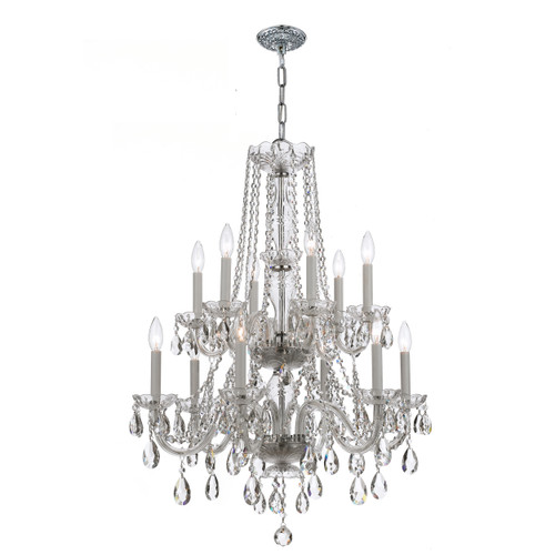 Traditional Crystal 12 Light Polished Chrome Chandelier (1137-CH-CL-S)
