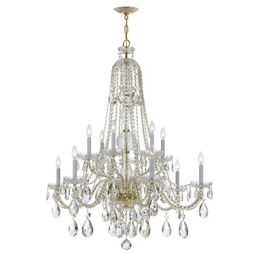 Traditional Crystal 12 Light Polished Brass Chandelier (1112-PB-CL-S)