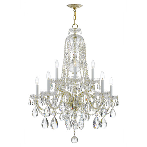 Traditional Crystal 10 Light Polished Brass Chandelier (1110-PB-CL-S)