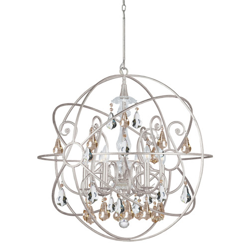 Solaris 6 Light Gold Crystal Olde Silver Sphere Chandelier (9028-OS-GS-MWP)