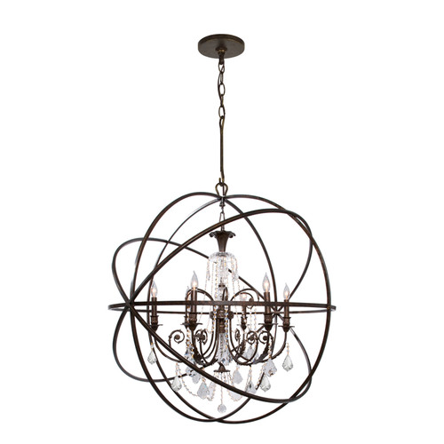 Solaris 6 Light Crystal Bronze Sphere Chandelier (9219-EB-CL-MWP)