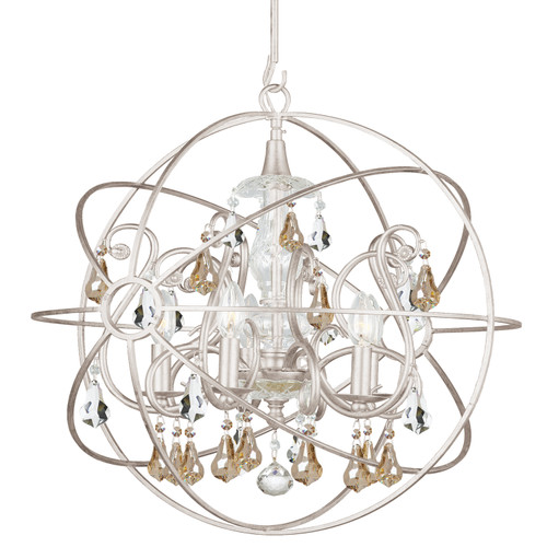 Solaris 5 Light Gold Crystal Olde Silver Sphere Chandelier (9026-OS-GS-MWP)