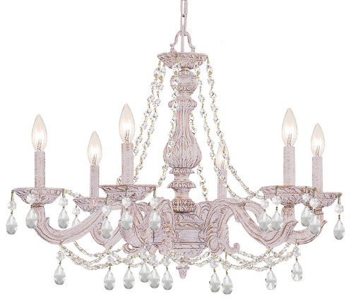 Paris Market 6 Light Swarovski Strass Crystal Antique White Chandelier (5026-AW-CL-S)