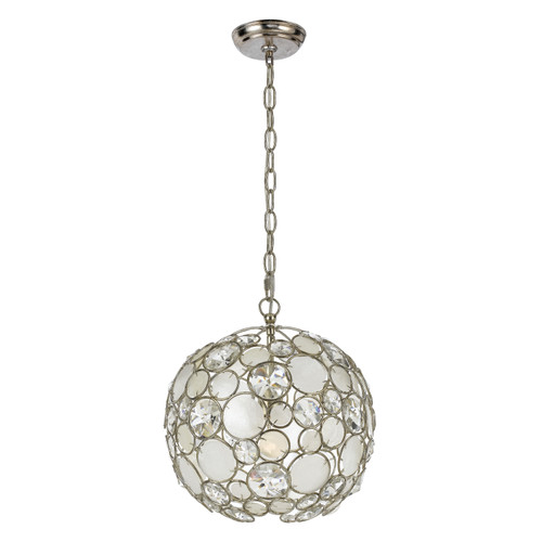 Palla 1 Light Antique Silver Sphere Mini Chandelier (527-SA)