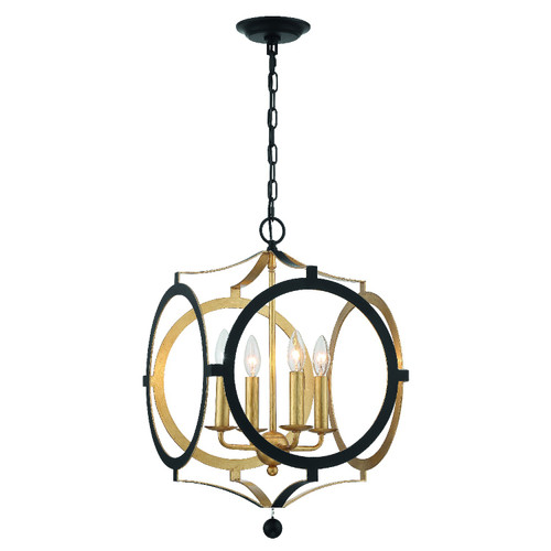 Odelle 4 Light Black & Gold Chandelier (ODE-704-BK-GA)