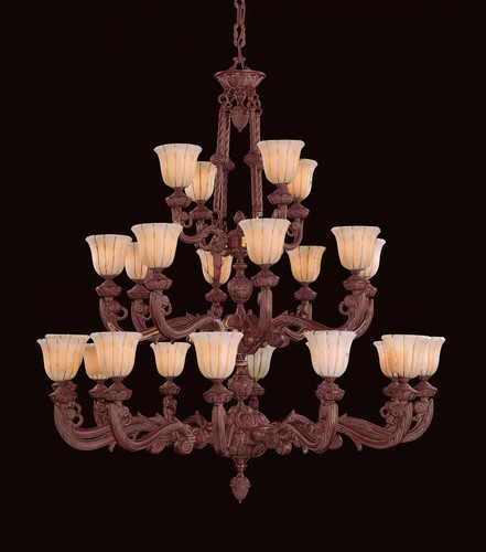 Natural Alabaster 24 Light Bronze Chandelier (888-48-BZ)